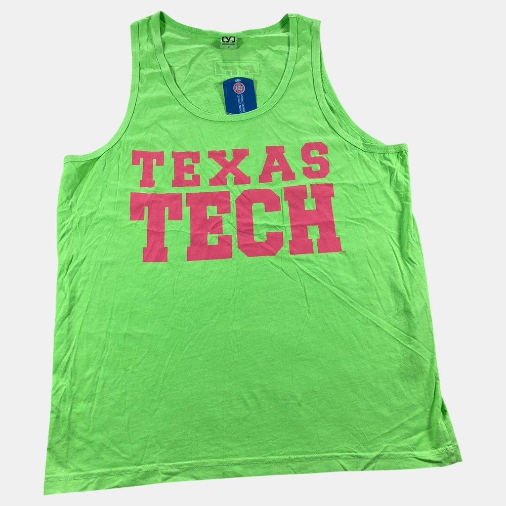 Youth Monument Texas Tech Red Raiders Tank Top Womens Size XL Lime Green Graphic